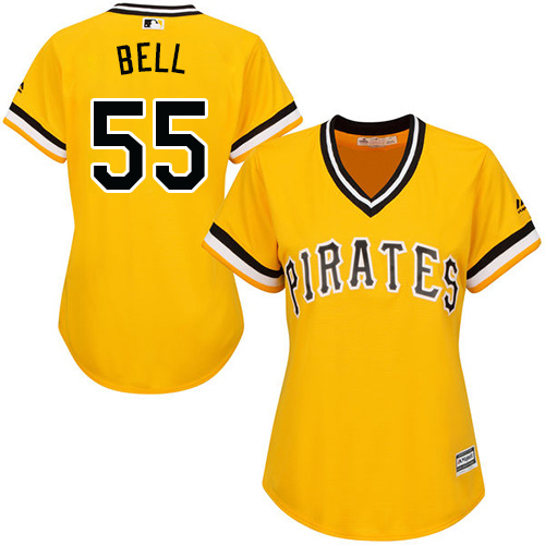 Pirates #55 Josh Bell Gold Alternate Women's Stitched MLB Jersey - Click Image to Close